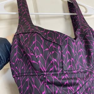 Diane Von Furstenberg black purple silk dress